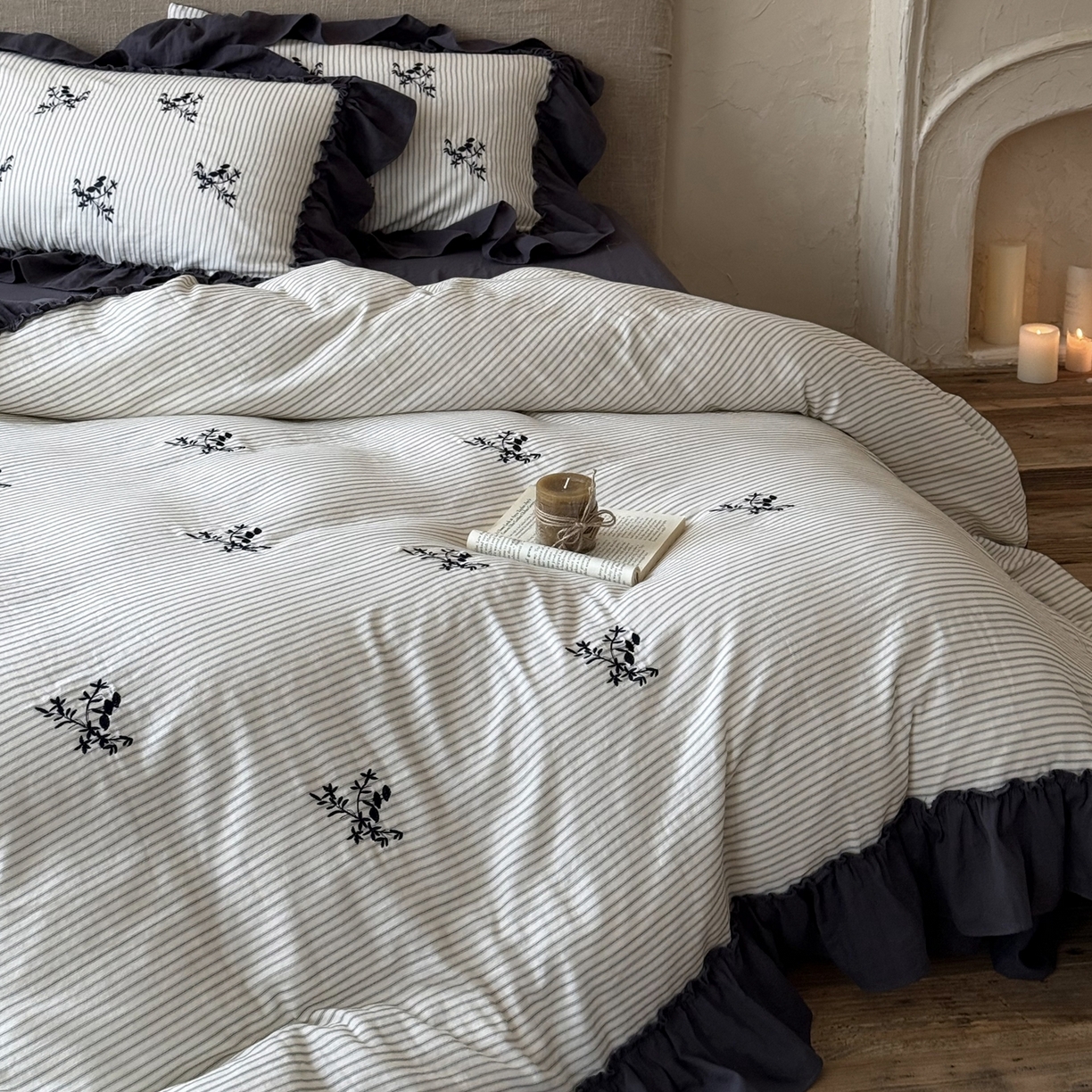 91家纺网 家纺一手货源 找家纺 （总）佳汐蓝家纺 2026新款双层皱皱纱四件套-小杏芙