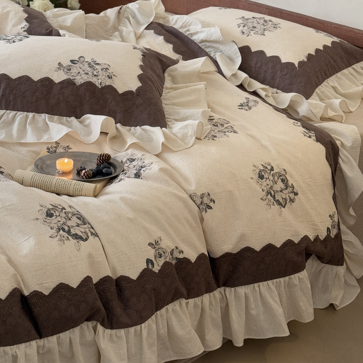 91家纺网 家纺一手货源 找家纺 （总）佳汐蓝家纺 2026新款复古棉麻印花四件套-半亩花田