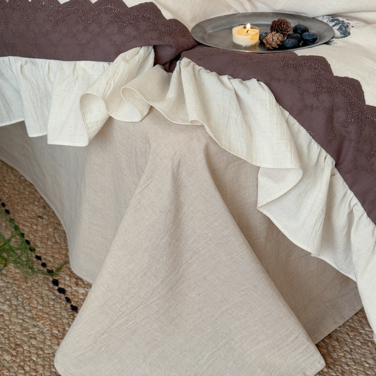 91家纺网 家纺一手货源 找家纺 （总）佳汐蓝家纺 2026新款复古棉麻印花四件套-半亩花田