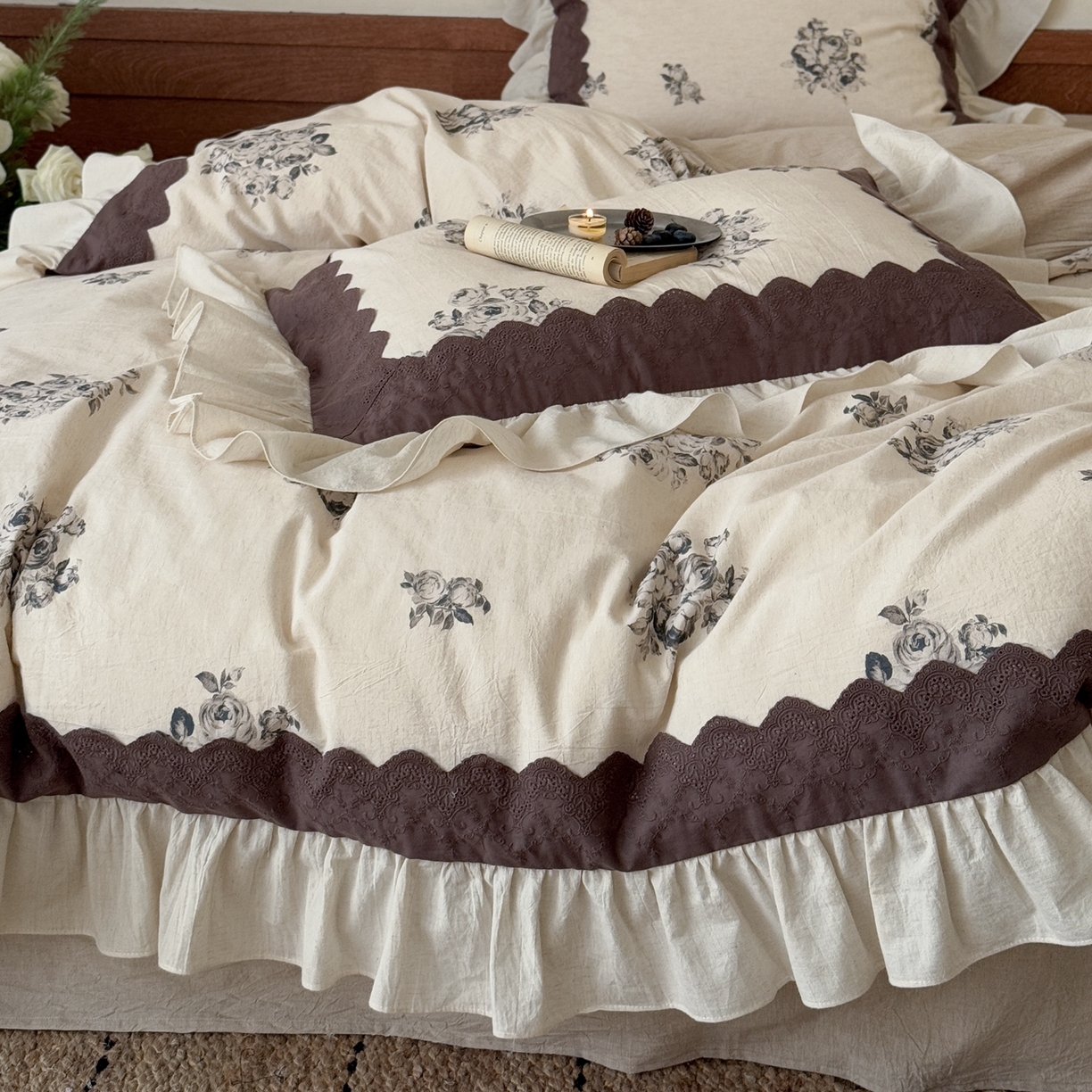 91家纺网 家纺一手货源 找家纺 （总）佳汐蓝家纺 2026新款复古棉麻印花四件套-半亩花田