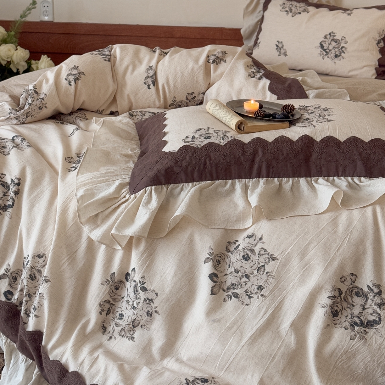 91家纺网 家纺一手货源 找家纺 （总）佳汐蓝家纺 2026新款复古棉麻印花四件套-半亩花田