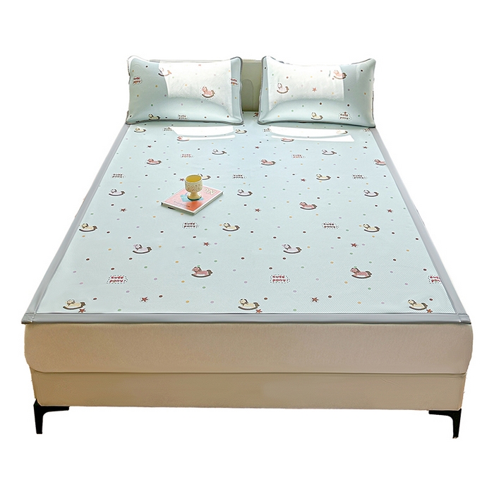 91家纺网 家纺一手货源 找家纺 （总）优品惠 2026春夏新款冰豆豆印花凉席三件套