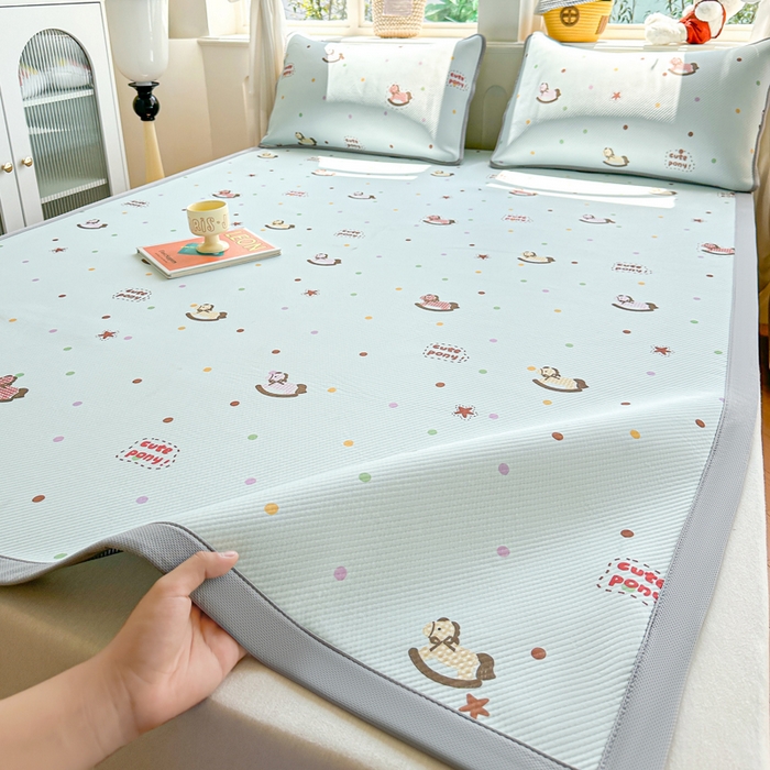 91家纺网 家纺一手货源 找家纺 （总）优品惠 2026春夏新款冰豆豆印花凉席三件套