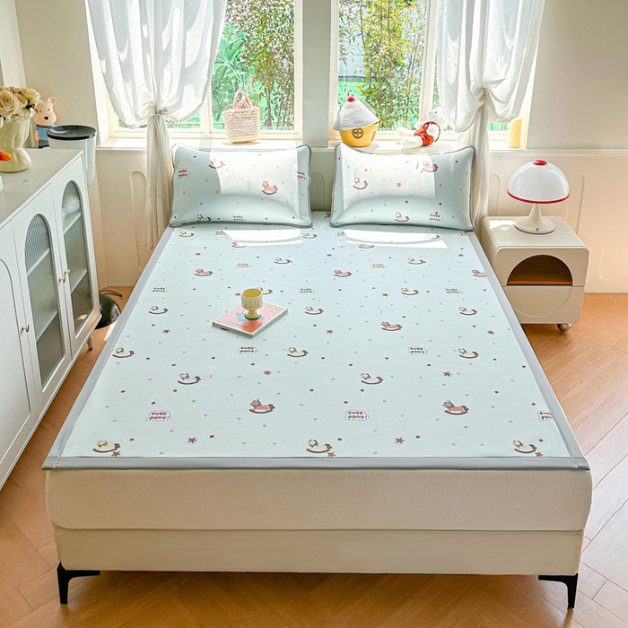 91家纺网 家纺一手货源 找家纺 （总）优品惠 2026春夏新款冰豆豆印花凉席三件套