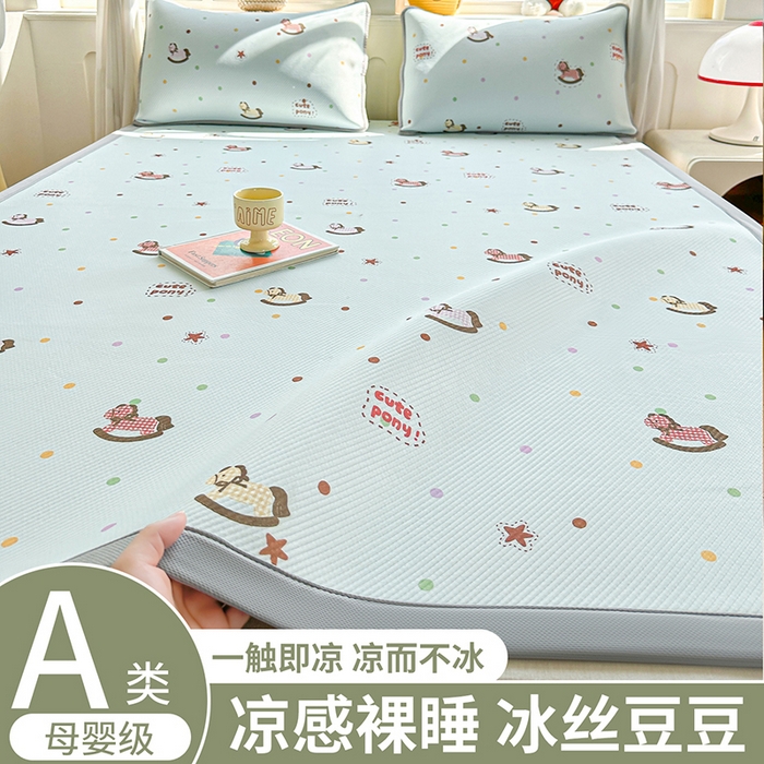 91家纺网 家纺一手货源 找家纺 （总）优品惠 2026春夏新款冰豆豆印花凉席三件套