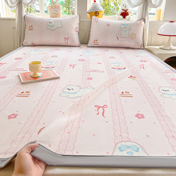 91家纺网 家纺一手货源 找家纺 （总）优品惠 2026春夏新款冰豆豆印花凉席三件套