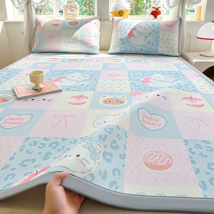 91家纺网 家纺一手货源 找家纺 （总）优品惠 2026春夏新款冰豆豆印花凉席三件套