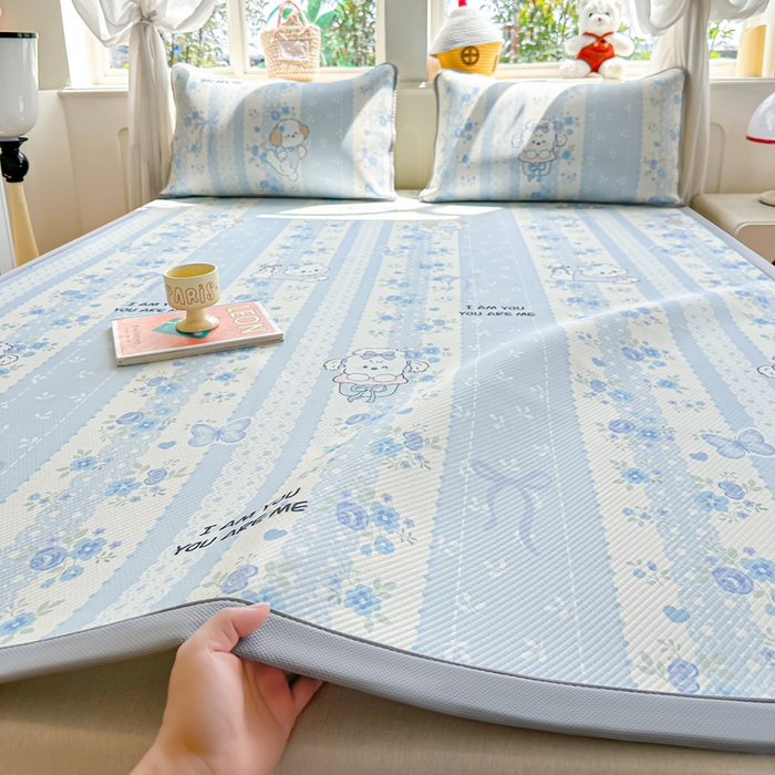 91家纺网 家纺一手货源 找家纺 （总）优品惠 2026春夏新款冰豆豆印花凉席三件套