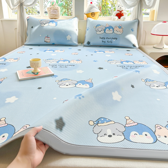 91家纺网 家纺一手货源 找家纺 （总）优品惠 2026春夏新款冰豆豆印花凉席三件套