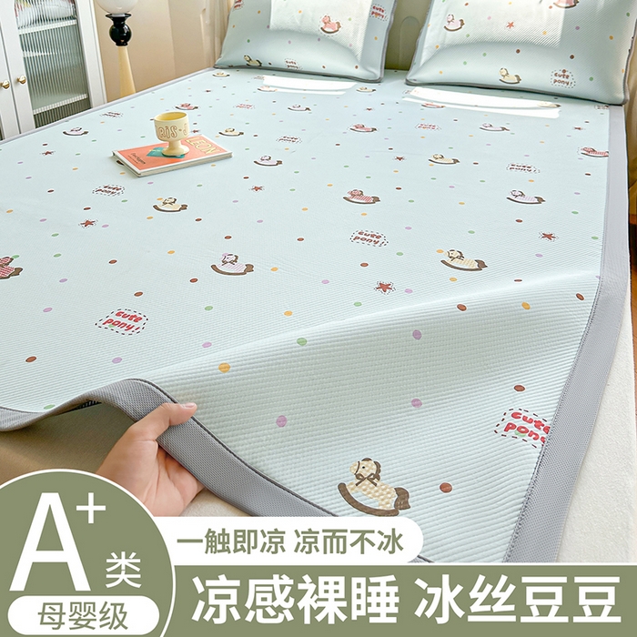 91家纺网 家纺一手货源 找家纺 优品惠 2026春夏新款冰豆豆印花凉席三件套 星点木马