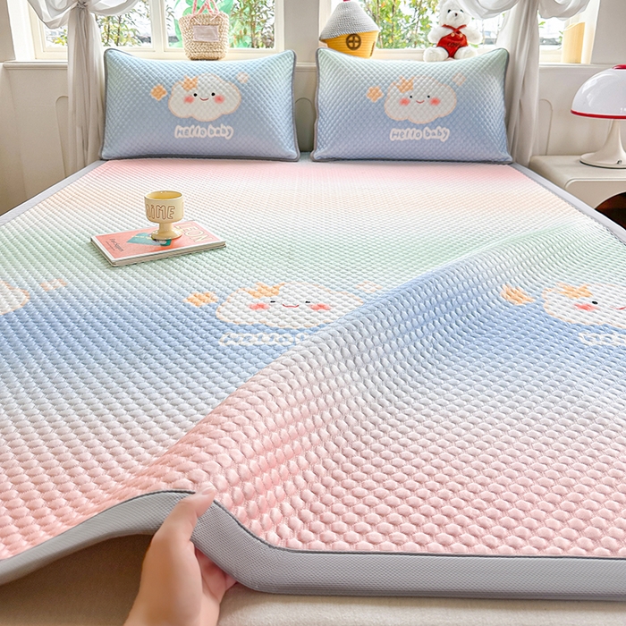 优品惠 2026春夏新款冰豆豆印花凉席三件套 彩虹云朵