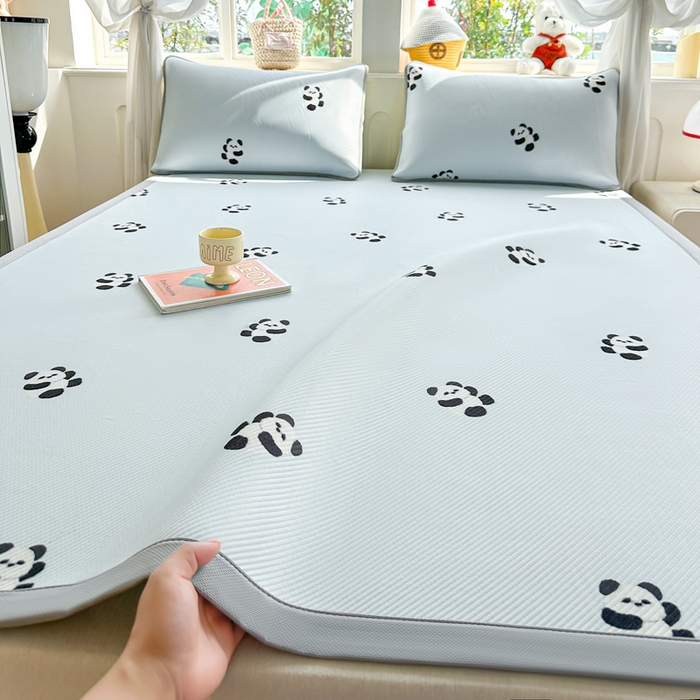 优品惠 2026春夏新款冰豆豆印花凉席三件套 熊猫