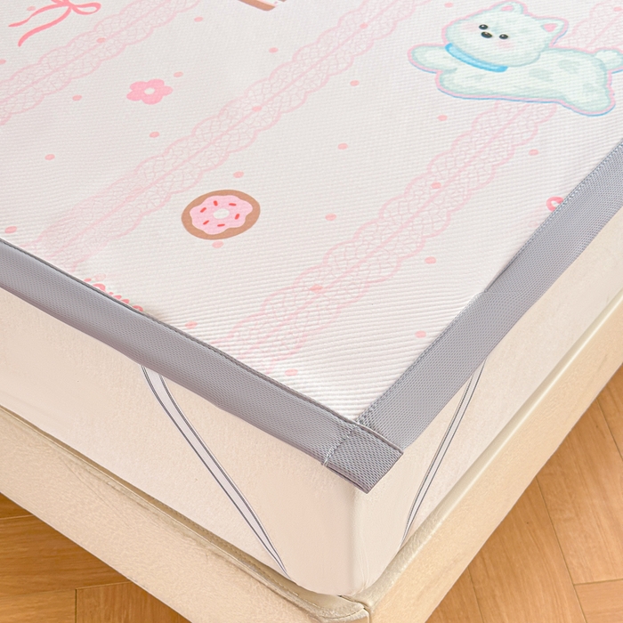 91家纺网 家纺一手货源 找家纺 优品惠 2026春夏新款冰豆豆印花凉席三件套 条纹小狗