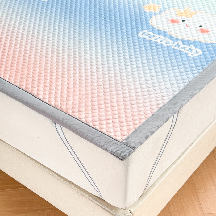 91家纺网 家纺一手货源 找家纺 优品惠 2026春夏新款冰豆豆印花凉席三件套 彩虹云朵