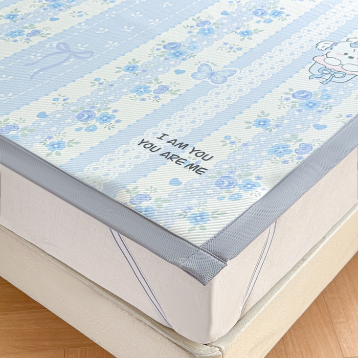 91家纺网 家纺一手货源 找家纺 优品惠 2026春夏新款冰豆豆印花凉席三件套 海盐奶狗