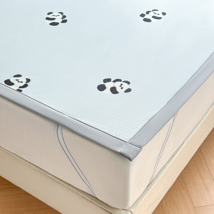 91家纺网 家纺一手货源 找家纺 优品惠 2026春夏新款冰豆豆印花凉席三件套 熊猫