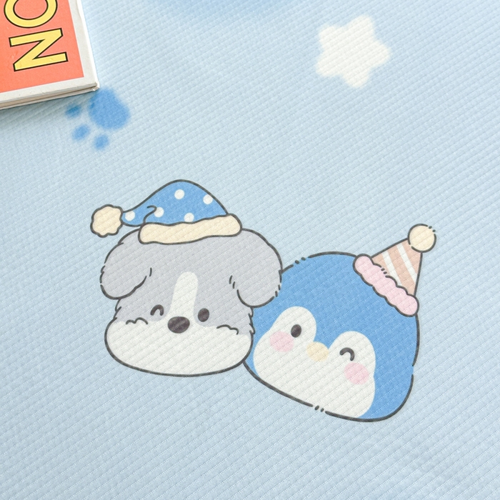 91家纺网 家纺一手货源 找家纺 优品惠 2026春夏新款冰豆豆印花凉席三件套 萌宠家族