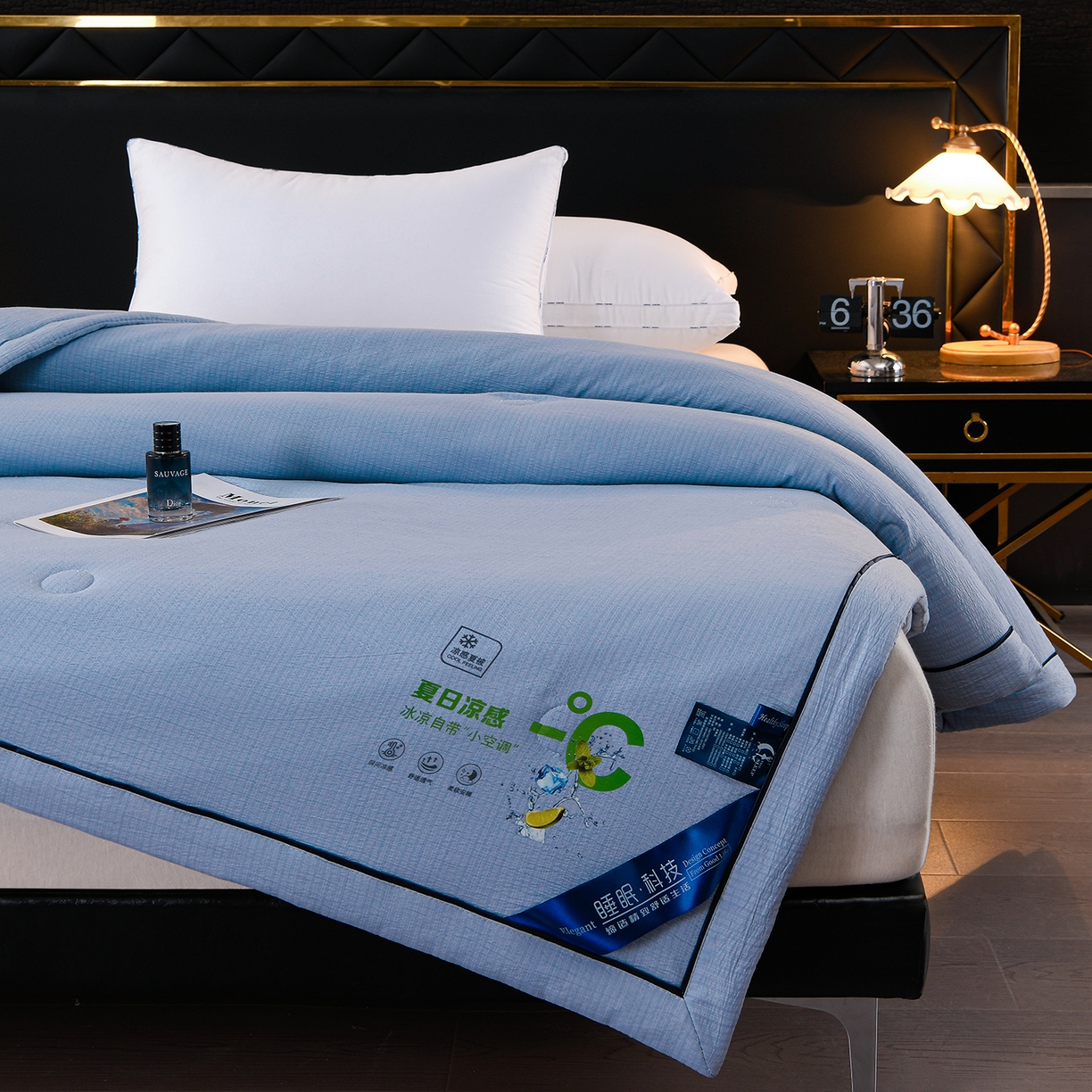 91家纺网 家纺一手货源 找家纺 赫本家纺 2026新款泡泡纱纯色烫钻夏凉被空调被夏被 雾蓝