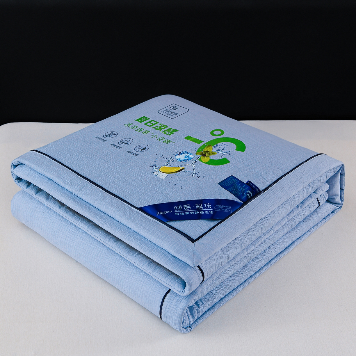 91家纺网 家纺一手货源 找家纺 赫本家纺 2026新款泡泡纱纯色烫钻夏凉被空调被夏被 雾蓝