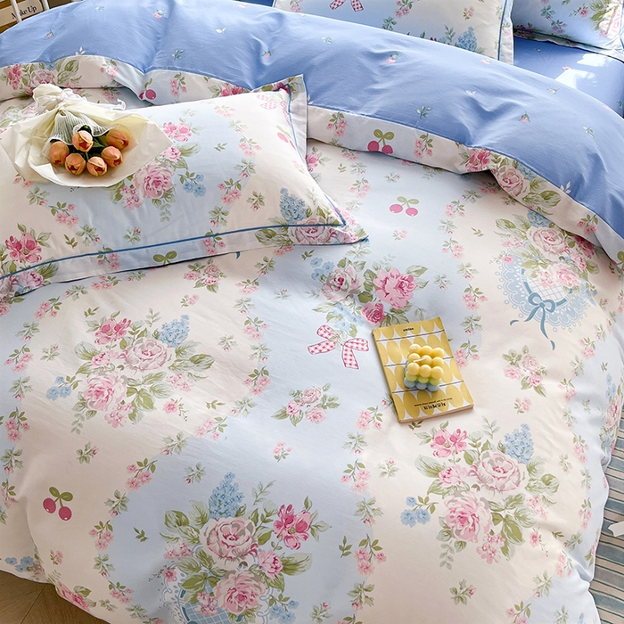 91家纺网 家纺一手货源 找家纺 （总）美织缘家纺 2026直播爆款一字绣吊边床单款纯棉全棉四件套印花百分百（喷气高品质）