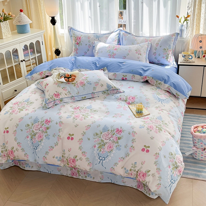 91家纺网 家纺一手货源 找家纺 （总）美织缘家纺 2026直播爆款一字绣吊边床单款纯棉全棉四件套印花百分百（喷气高品质）