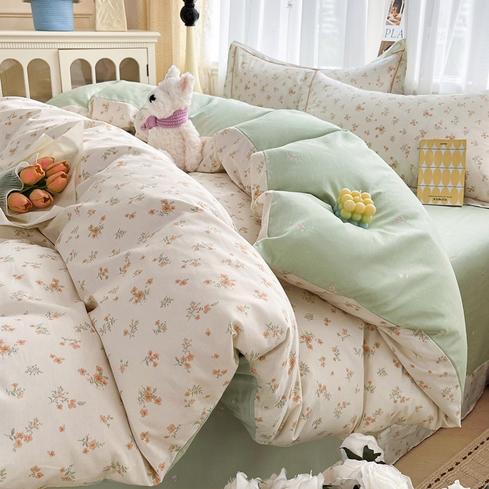 91家纺网 家纺一手货源 找家纺 （总）美织缘家纺 2026直播爆款一字绣吊边床单款纯棉全棉四件套印花百分百（喷气高品质）