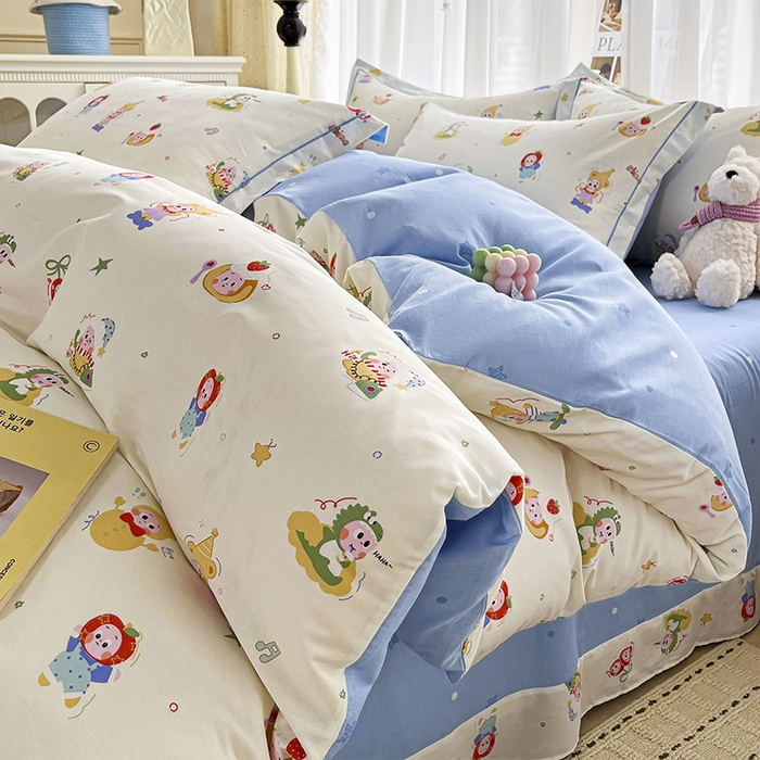 91家纺网 家纺一手货源 找家纺 （总）美织缘家纺 2026直播爆款一字绣吊边床单款纯棉全棉四件套印花百分百（喷气高品质）