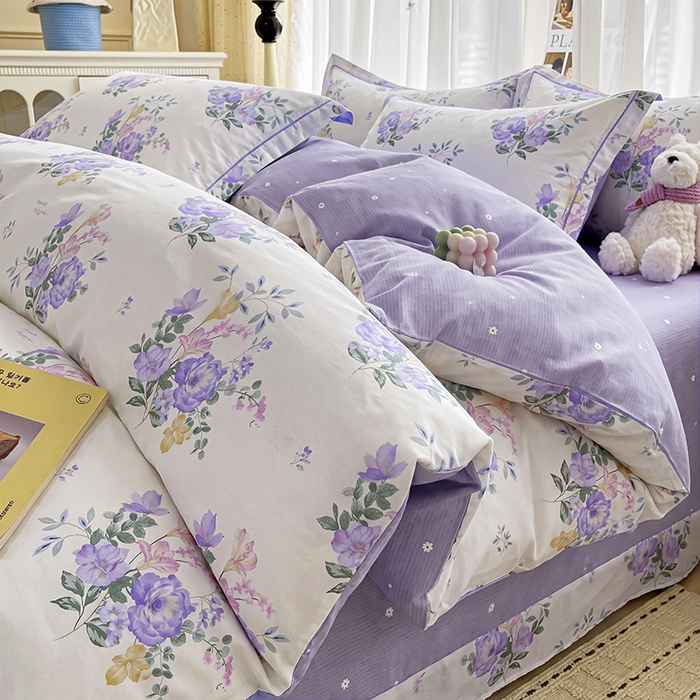 91家纺网 家纺一手货源 找家纺 （总）美织缘家纺 2026直播爆款一字绣吊边床单款纯棉全棉四件套印花百分百（喷气高品质）