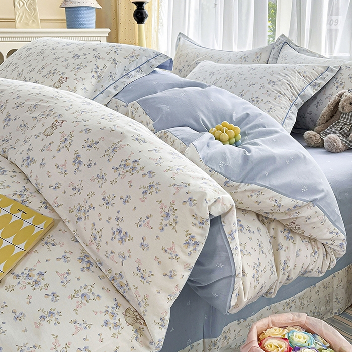 91家纺网 家纺一手货源 找家纺 （总）美织缘家纺 2026直播爆款一字绣吊边床单款纯棉全棉四件套印花百分百（喷气高品质）