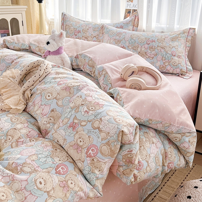 91家纺网 家纺一手货源 找家纺 （总）美织缘家纺 2026直播爆款一字绣吊边床单款纯棉全棉四件套印花百分百（喷气高品质）