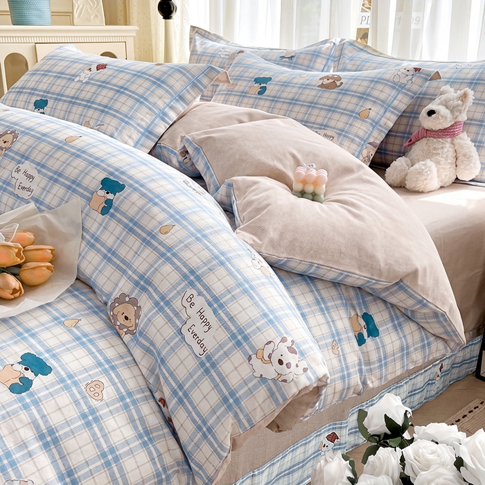 91家纺网 家纺一手货源 找家纺 （总）美织缘家纺 2026直播爆款一字绣吊边床单款纯棉全棉四件套印花百分百（喷气高品质）