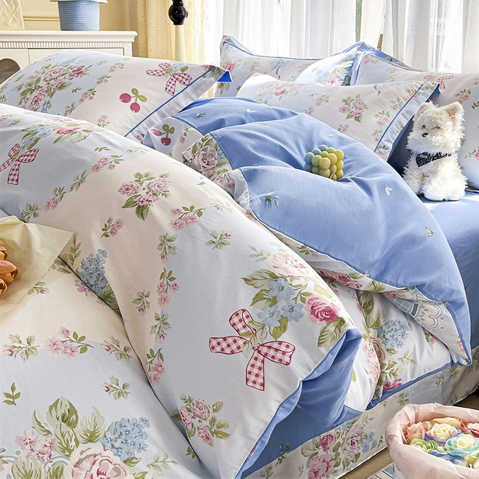 91家纺网 家纺一手货源 找家纺 （总）美织缘家纺 2026直播爆款一字绣吊边床单款纯棉全棉四件套印花百分百（喷气高品质）