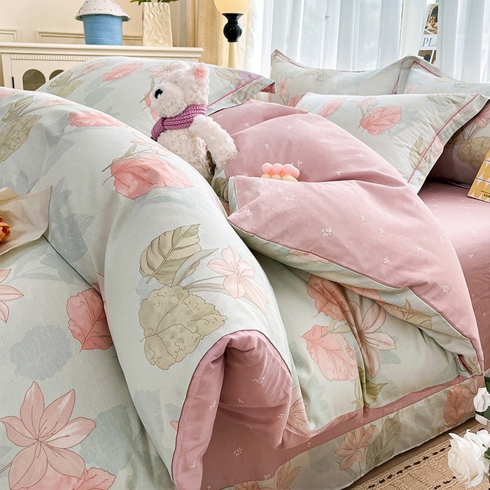 91家纺网 家纺一手货源 找家纺 （总）美织缘家纺 2026直播爆款一字绣吊边床单款纯棉全棉四件套印花百分百（喷气高品质）