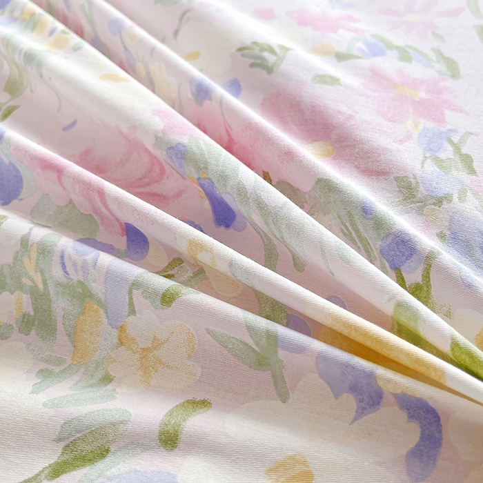 91家纺网 家纺一手货源 找家纺 美织缘家纺 2026直播爆款一字绣吊边床单款纯棉全棉四件套印花百分百（喷气高品质） 浣溪沙-粉