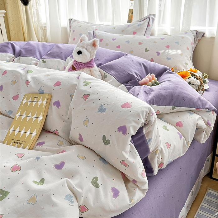 91家纺网 家纺一手货源 找家纺 美织缘家纺 2026直播爆款一字绣吊边床单款纯棉全棉四件套印花百分百（喷气高品质） 简爱-米