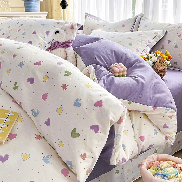 美织缘家纺 2026直播爆款一字绣吊边床单款纯棉全棉四件套印花百分百（喷气高品质） 简爱-米