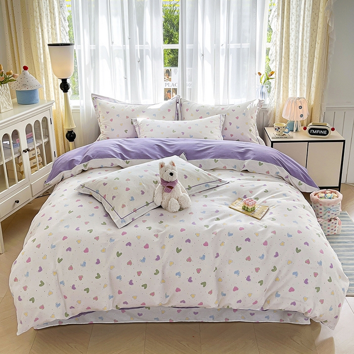 91家纺网 家纺一手货源 找家纺 美织缘家纺 2026直播爆款一字绣吊边床单款纯棉全棉四件套印花百分百（喷气高品质） 简爱-米