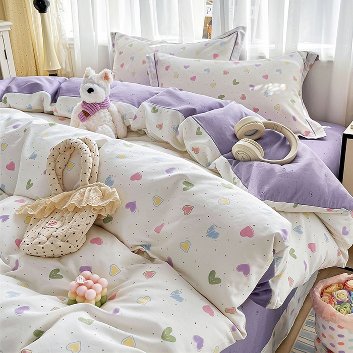 91家纺网 家纺一手货源 找家纺 美织缘家纺 2026直播爆款一字绣吊边床单款纯棉全棉四件套印花百分百（喷气高品质） 简爱-米