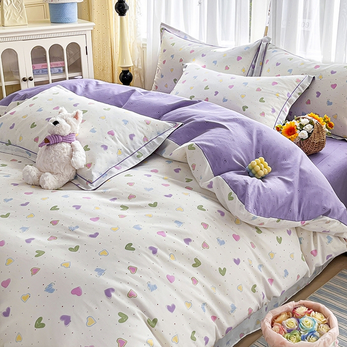 91家纺网 家纺一手货源 找家纺 美织缘家纺 2026直播爆款一字绣吊边床单款纯棉全棉四件套印花百分百（喷气高品质） 简爱-米