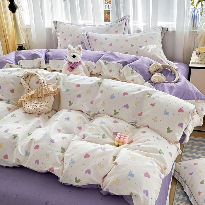 91家纺网 家纺一手货源 找家纺 美织缘家纺 2026直播爆款一字绣吊边床单款纯棉全棉四件套印花百分百（喷气高品质） 简爱-米