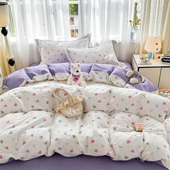 91家纺网 家纺一手货源 找家纺 美织缘家纺 2026直播爆款一字绣吊边床单款纯棉全棉四件套印花百分百（喷气高品质） 简爱-米