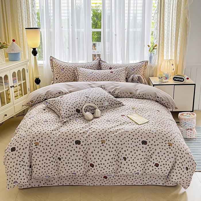 91家纺网 家纺一手货源 找家纺 美织缘家纺 2026直播爆款一字绣吊边床单款纯棉全棉四件套印花百分百（喷气高品质） 初享时光-咖