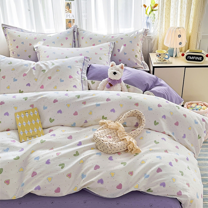 91家纺网 家纺一手货源 找家纺 美织缘家纺 2026直播爆款一字绣吊边床单款纯棉全棉四件套印花百分百（喷气高品质） 简爱-米