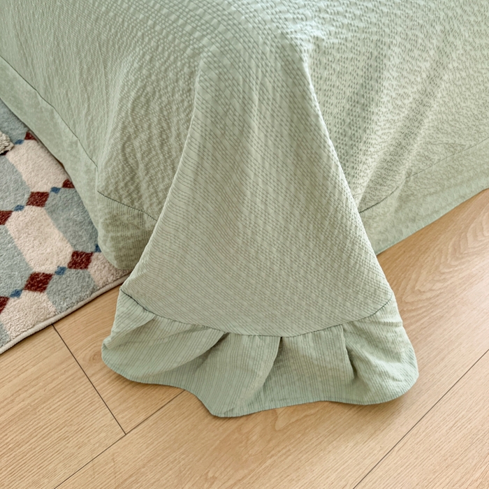 91家纺网 家纺一手货源 找家纺  梵希雅  2026新款泡芙纱夏被四件套简单款 浅夏花信