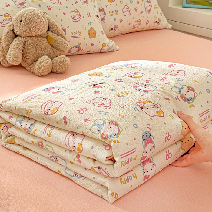 91家纺网 家纺一手货源 找家纺 （总）花伞家居 2026新款皱皱双层纱夏被夏凉被空调被四件套