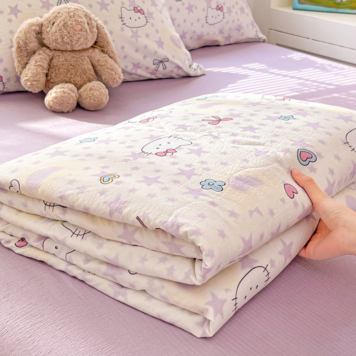 91家纺网 家纺一手货源 找家纺 （总）花伞家居 2026新款皱皱双层纱夏被夏凉被空调被四件套