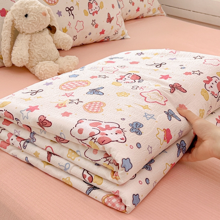 91家纺网 家纺一手货源 找家纺 （总）花伞家居 2026新款皱皱双层纱夏被夏凉被空调被四件套