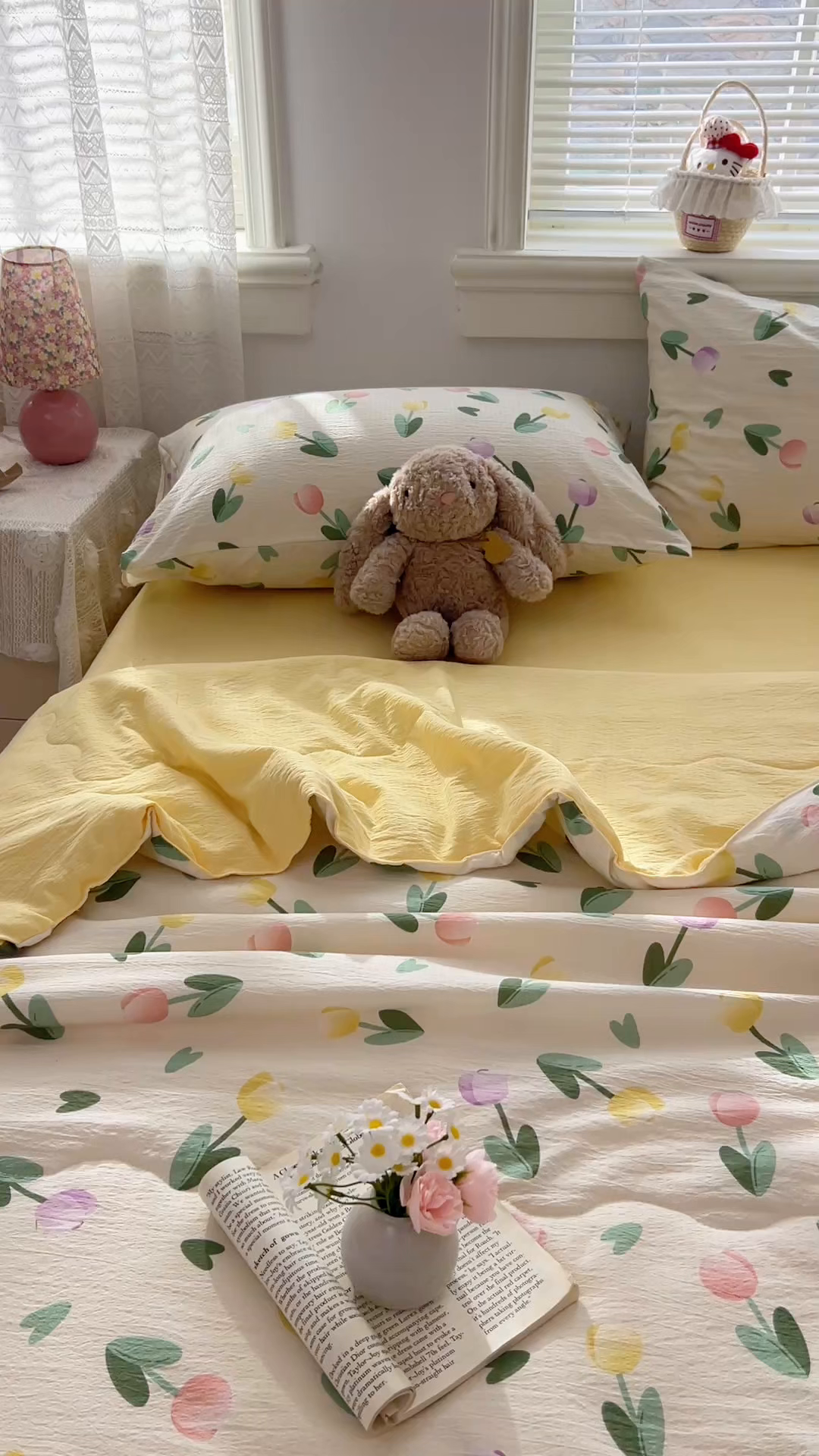 91家纺网 家纺一手货源 找家纺 花伞家居 2026新款皱皱双层纱夏被夏凉被空调被四件套 夏被-彩色郁金香