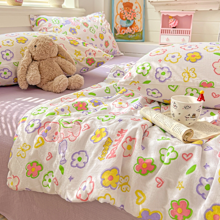 91家纺网 家纺一手货源 找家纺 花伞家居 2026新款皱皱双层纱夏被夏凉被空调被四件套 夏被-花匠兔