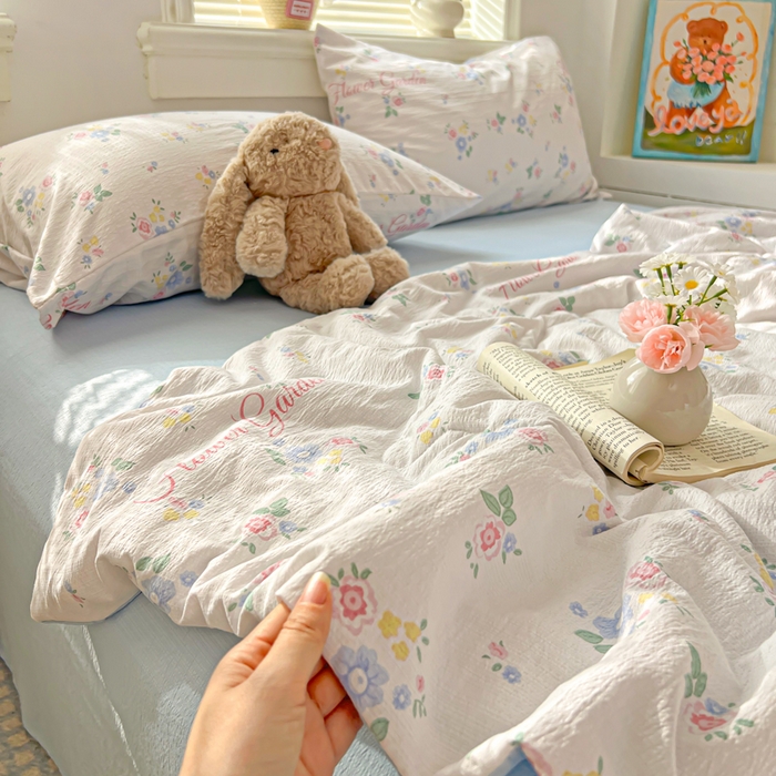 91家纺网 家纺一手货源 找家纺 花伞家居 2026新款皱皱双层纱夏被夏凉被空调被四件套 夏被-锦朵